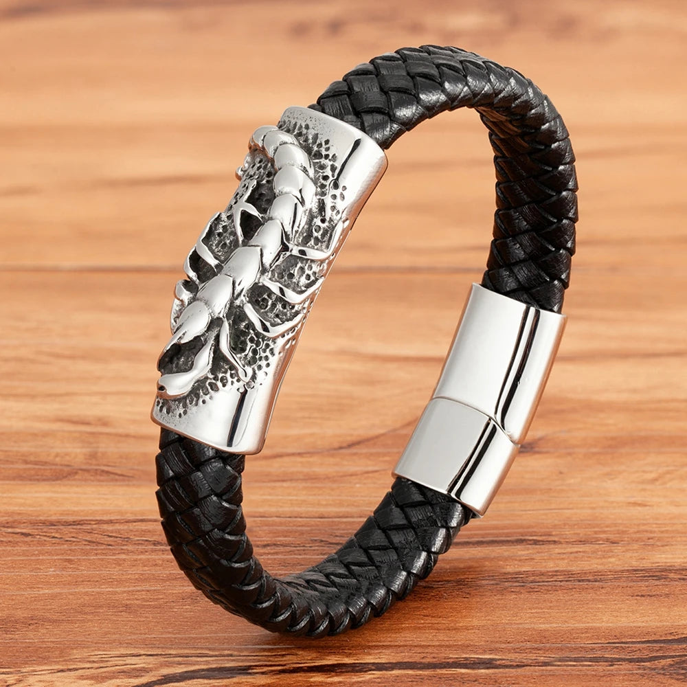Bracelet scorpion en cuir