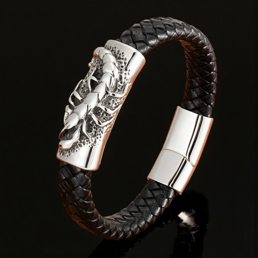 Bracelet scorpion en cuir