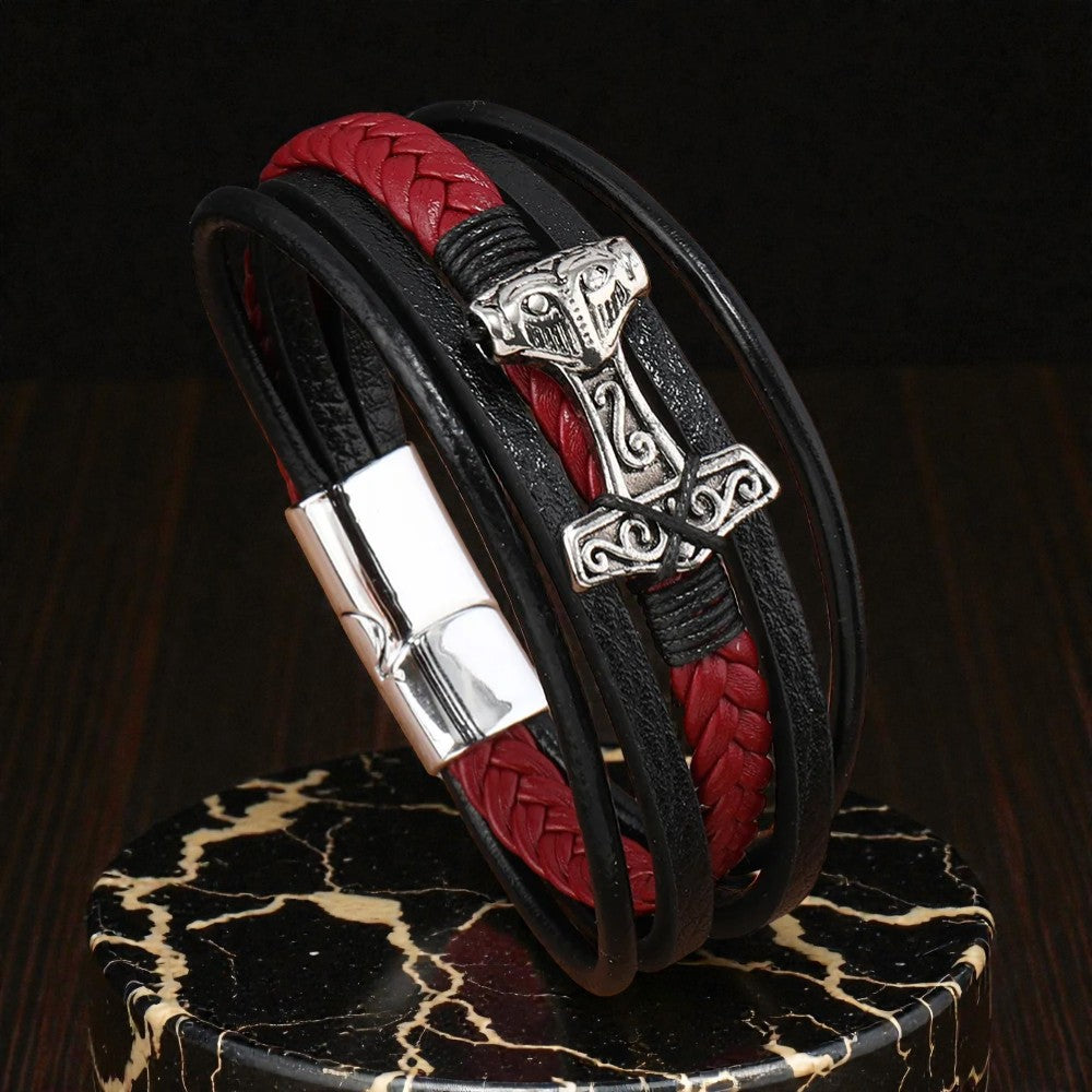 Bracelet cuir marteau de Thor