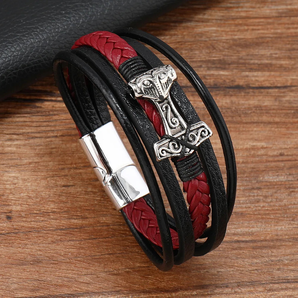 Bracelet cuir marteau de Thor