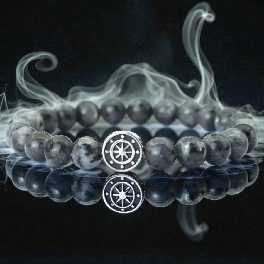 Bracelet compas viking et pierres volcaniques