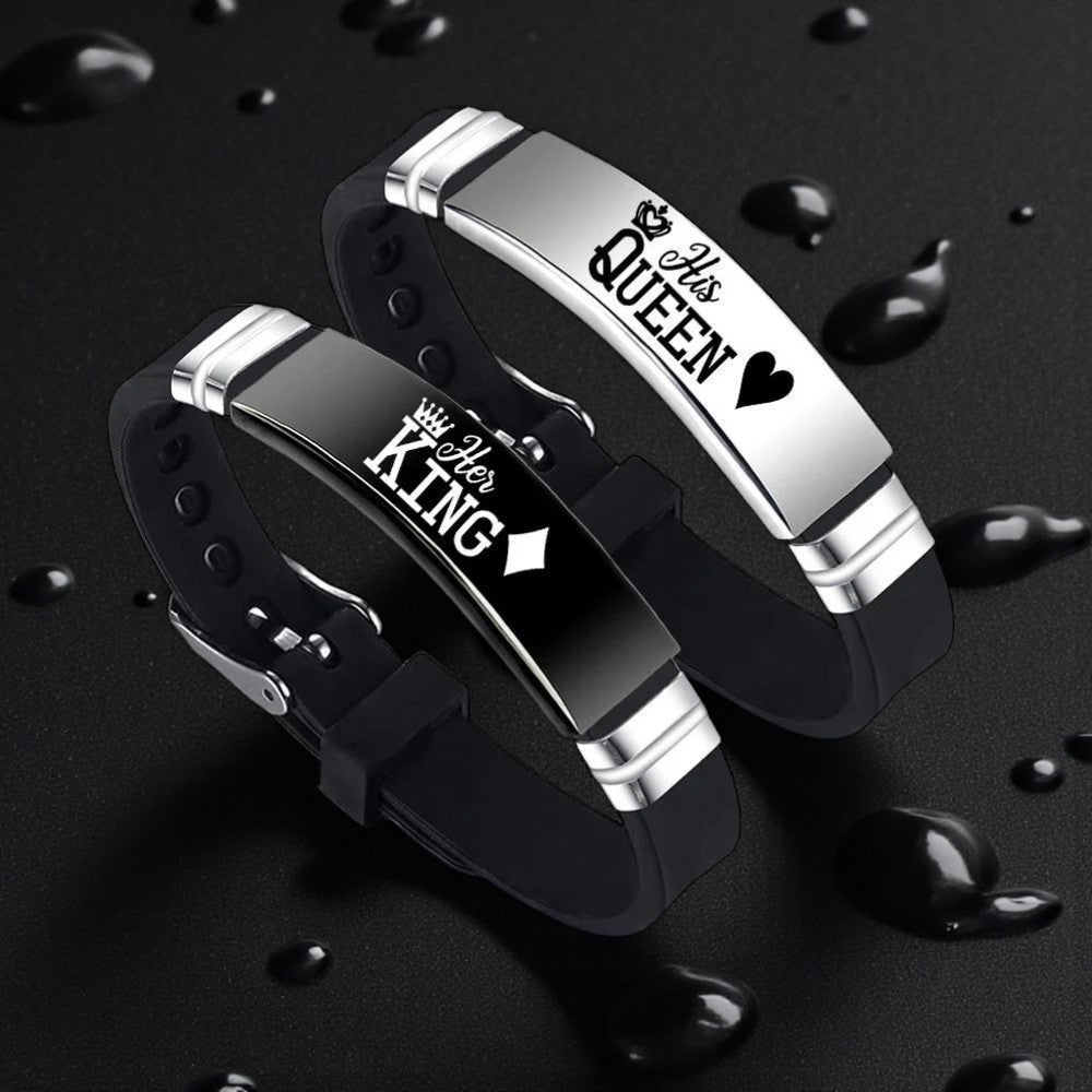 Bracelet couple (par paire) "son roi" et "sa renne"