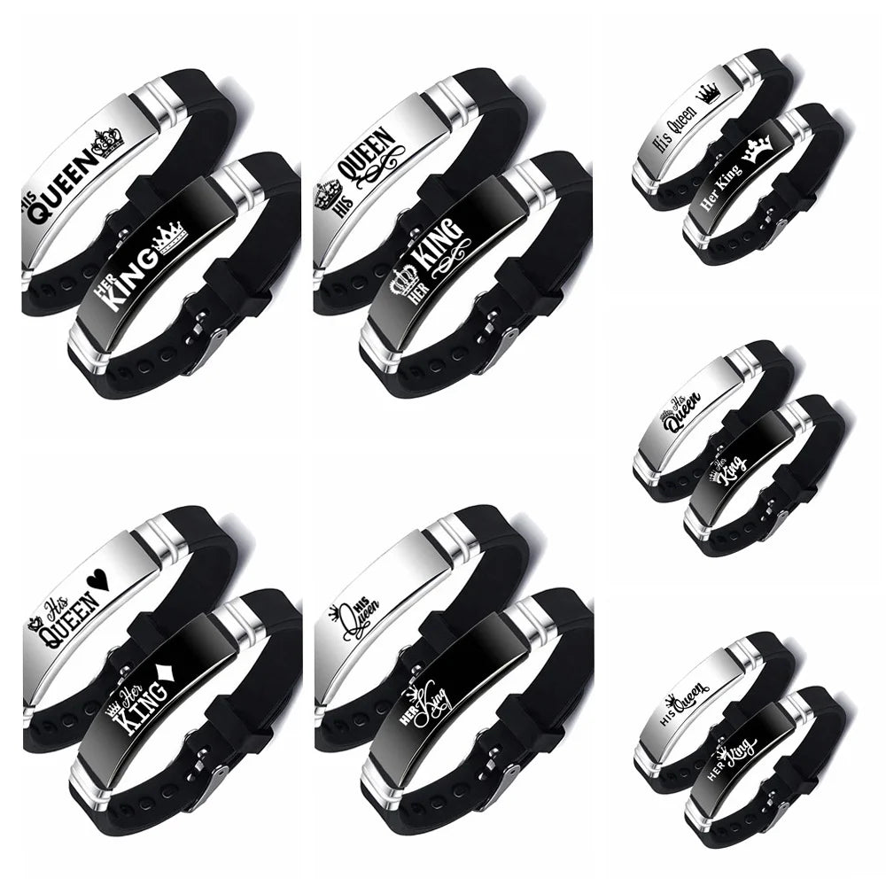 Bracelet couple (par paire) "son roi" et "sa renne"