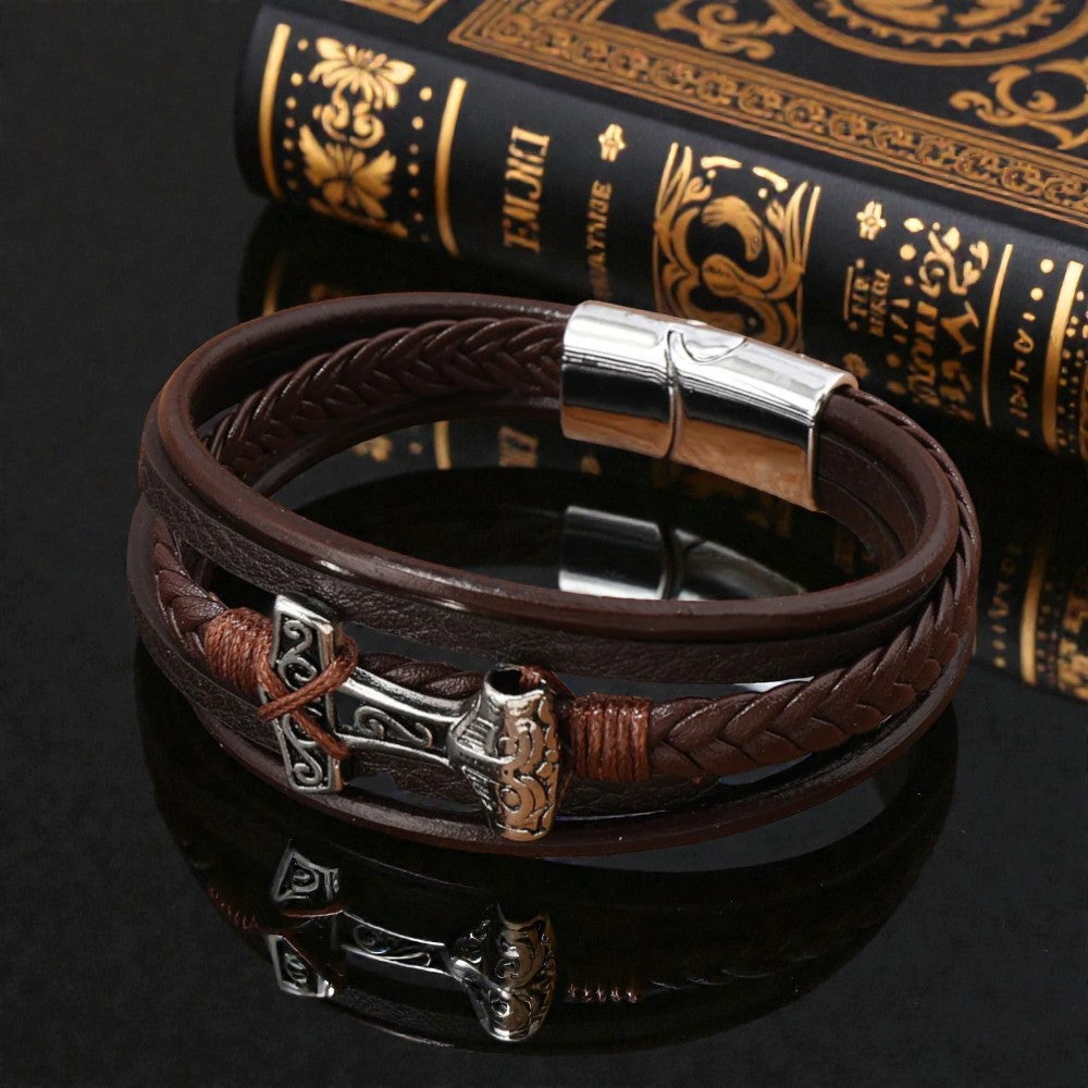 Bracelet cuir marteau de Thor