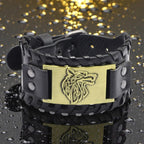 Bracelet loup nordique en cuir