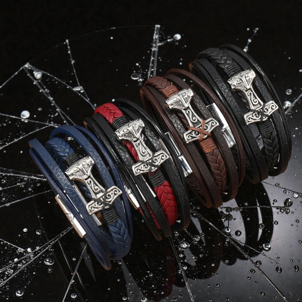 Bracelet cuir marteau de Thor