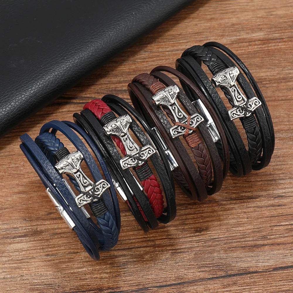 Bracelet cuir marteau de Thor