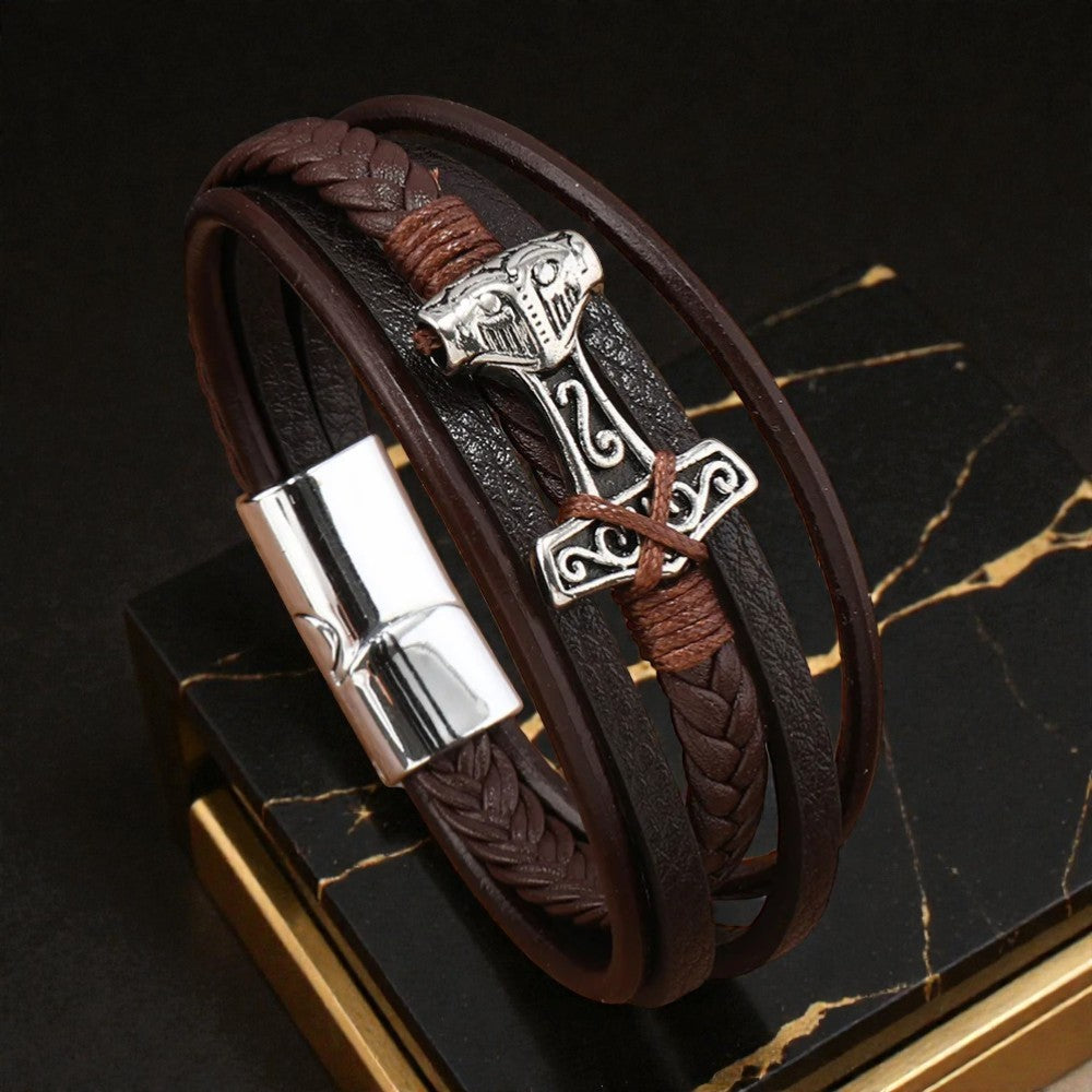 Bracelet cuir marteau de Thor
