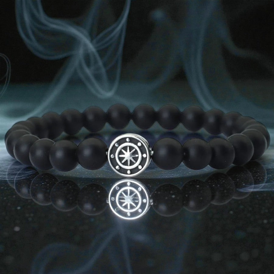 Bracelet compas viking et pierres volcaniques