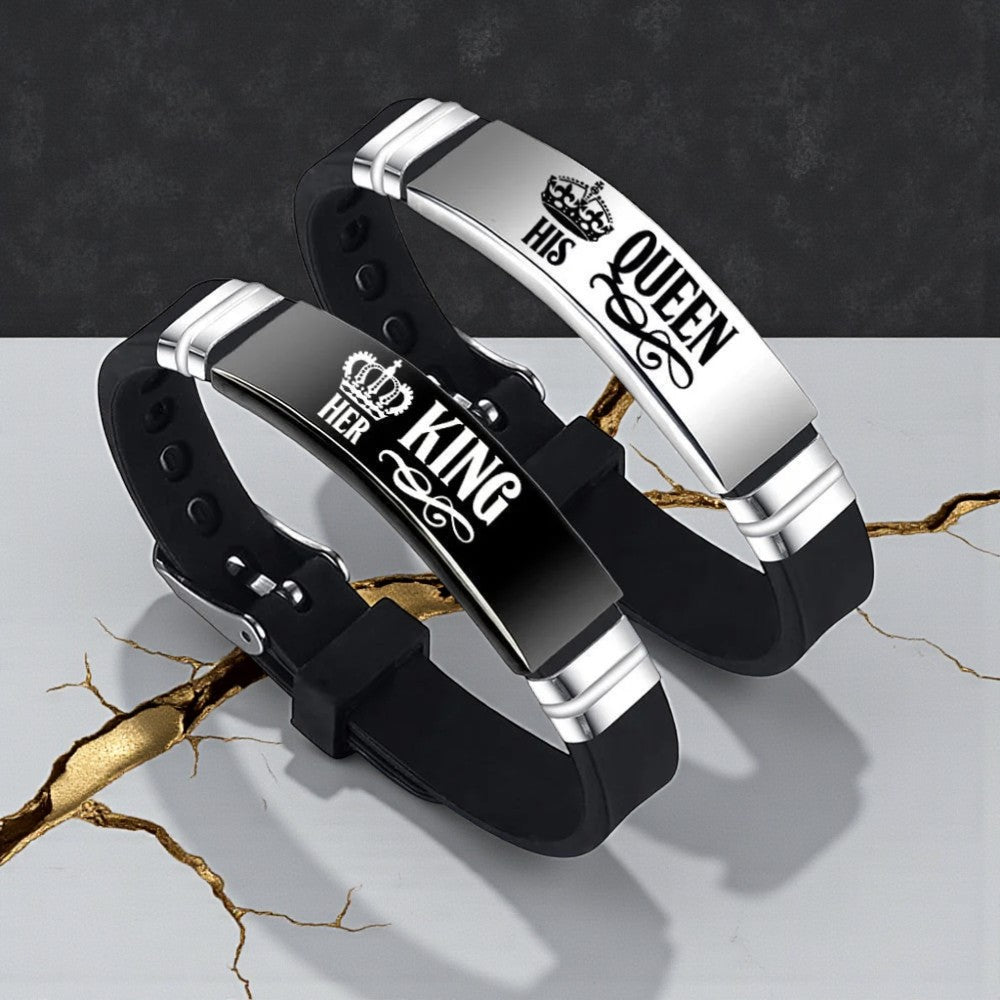 Bracelet couple (par paire) "son roi" et "sa renne"