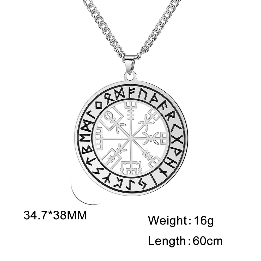 Collier runes et boussole nordique