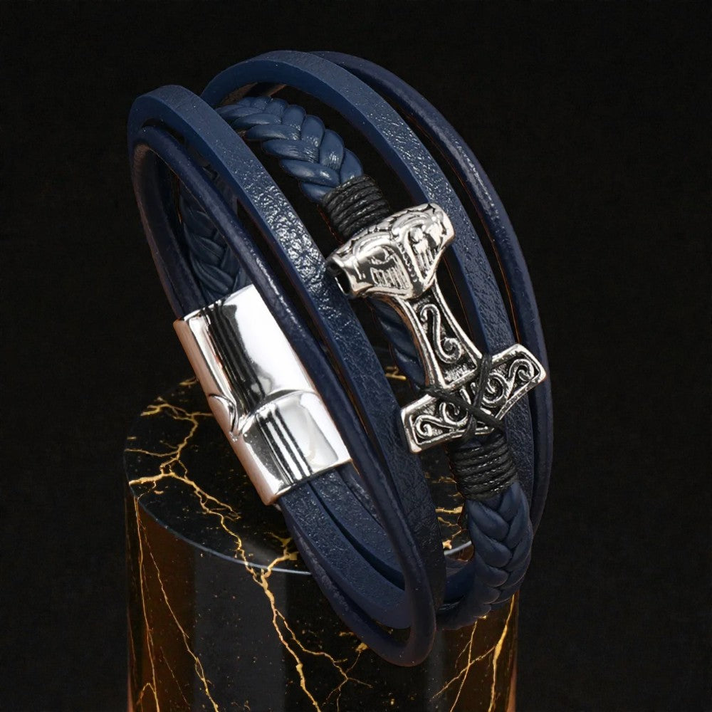 Bracelet cuir marteau de Thor