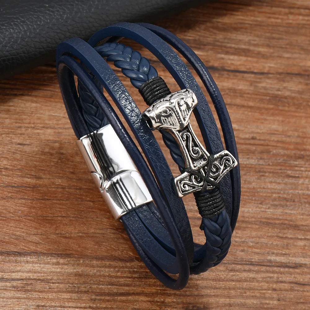 Bracelet cuir marteau de Thor