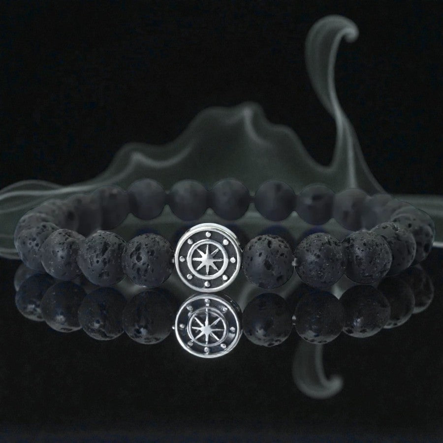 Bracelet compas viking et pierres volcaniques