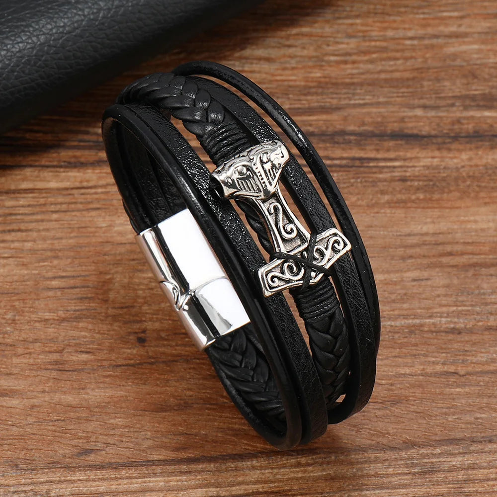 Bracelet cuir marteau de Thor