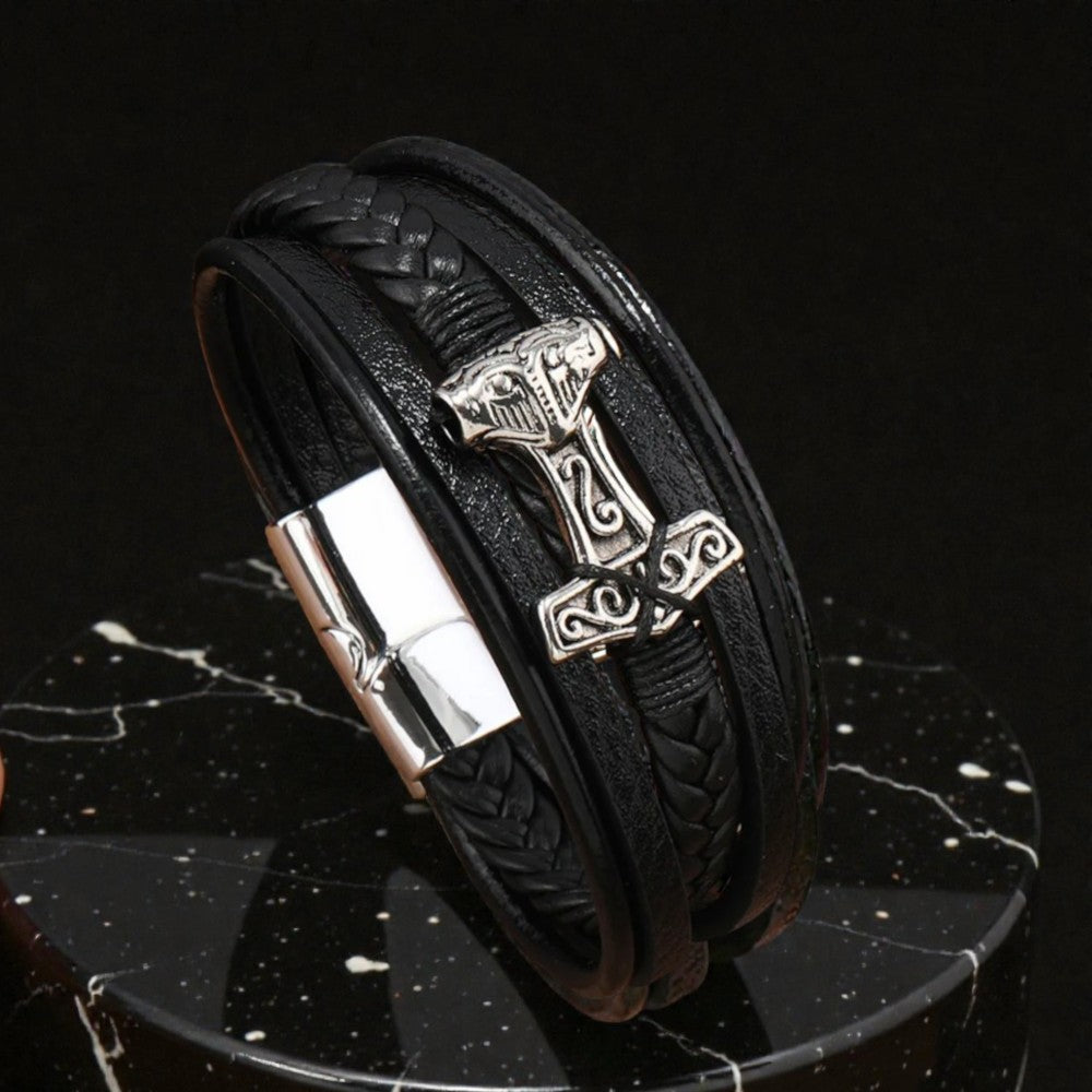 Bracelet cuir marteau de Thor