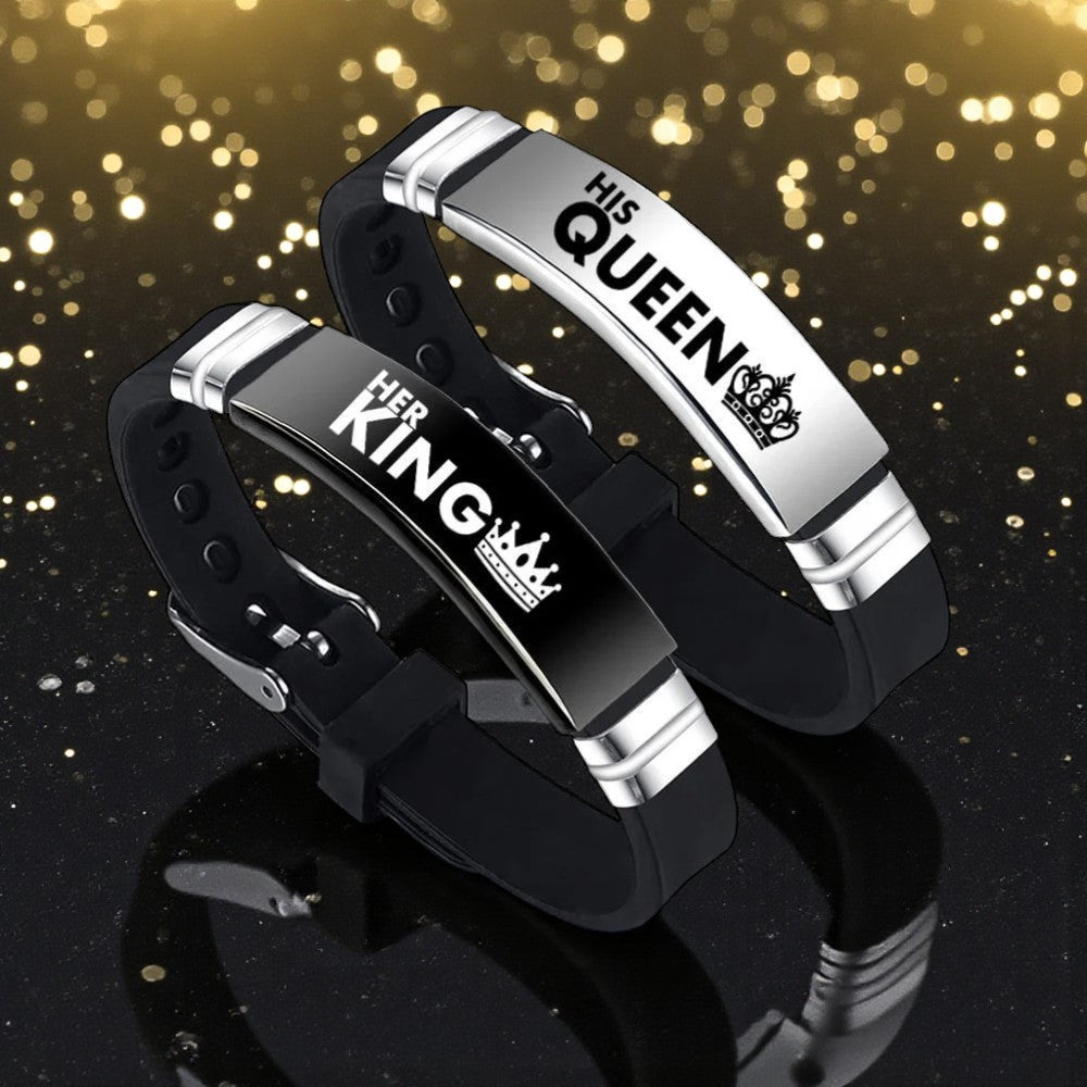 Bracelet couple (par paire) "son roi" et "sa renne"