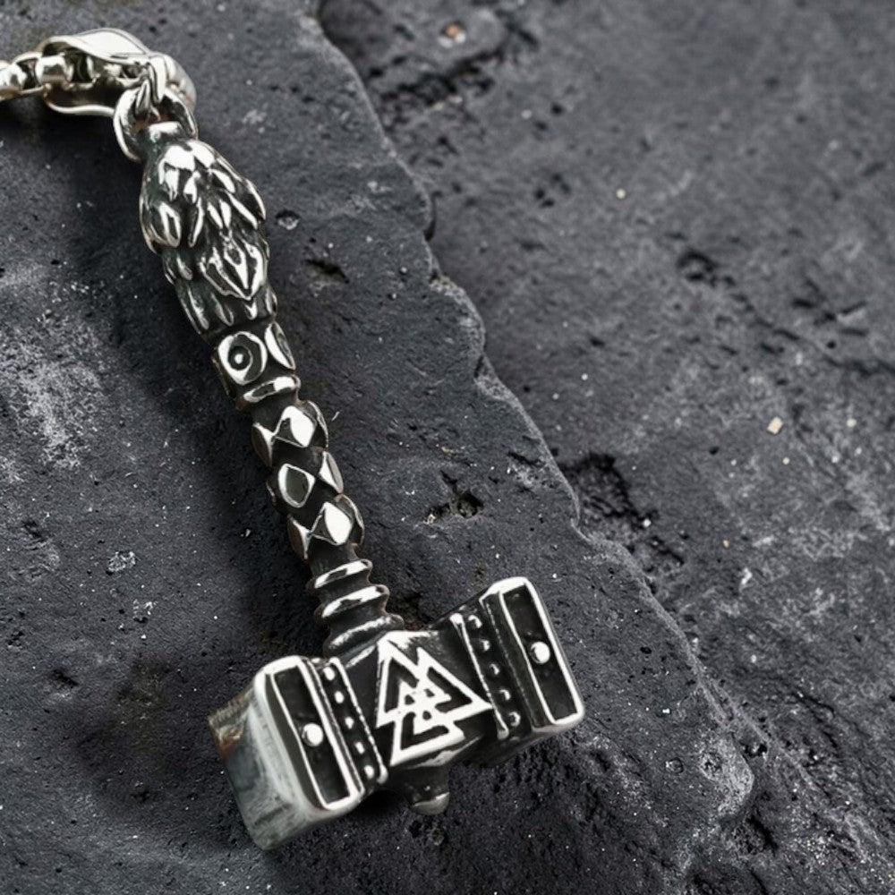 Collier "marteau Thor et Odin"