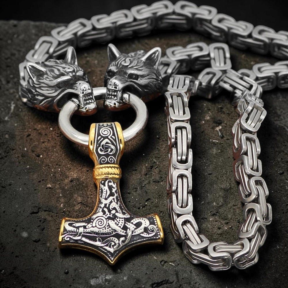 Collier "double têtes de loups"
