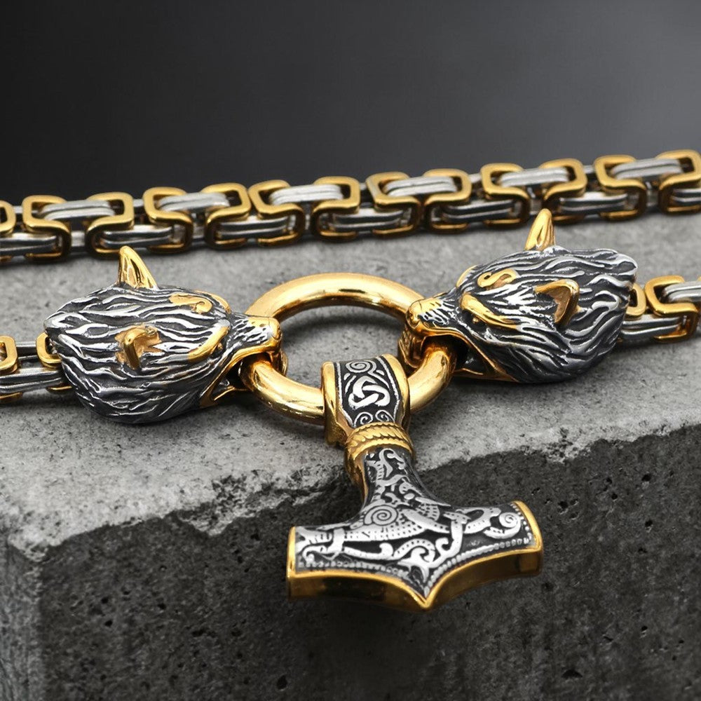 Collier "double têtes de loups"