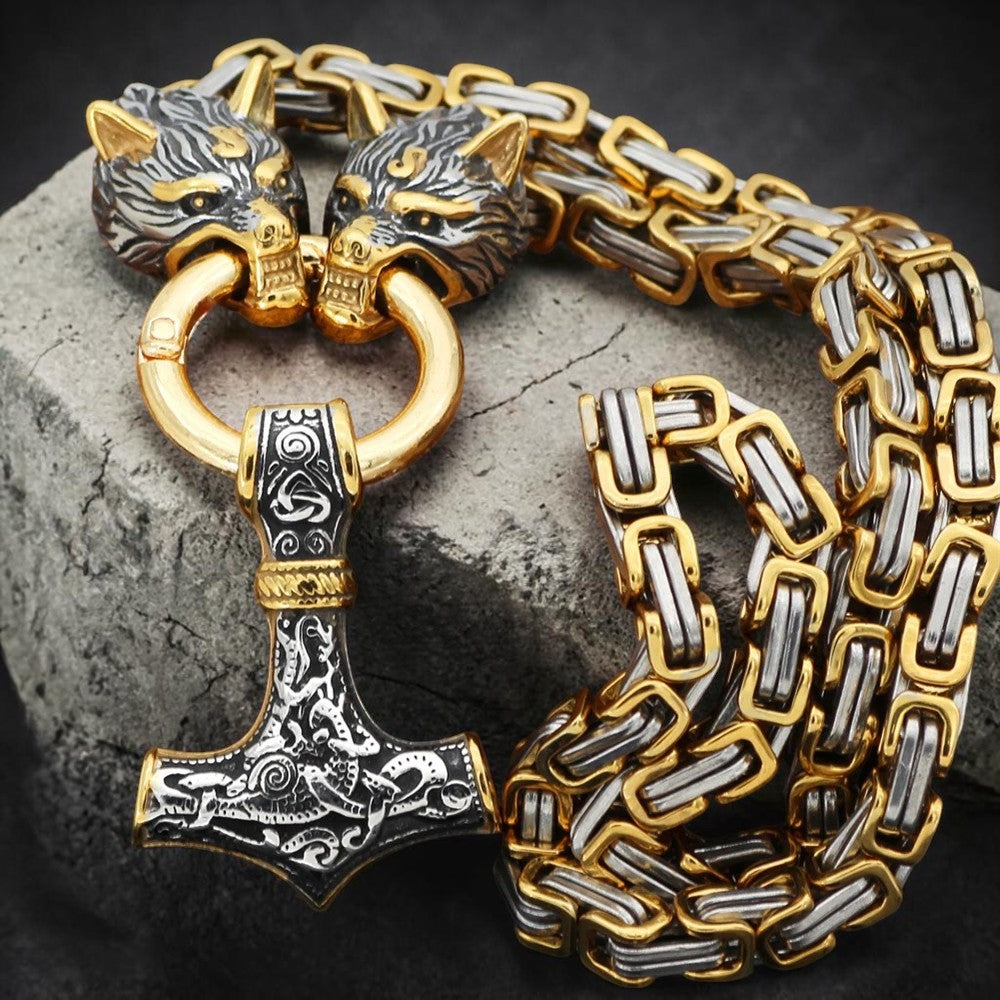 Collier "double têtes de loups"