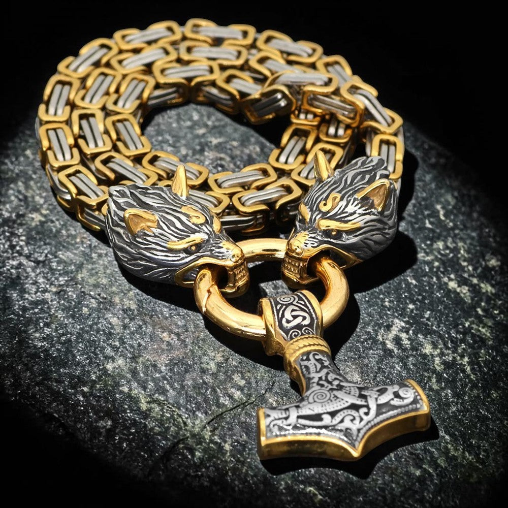 Collier "double têtes de loups"