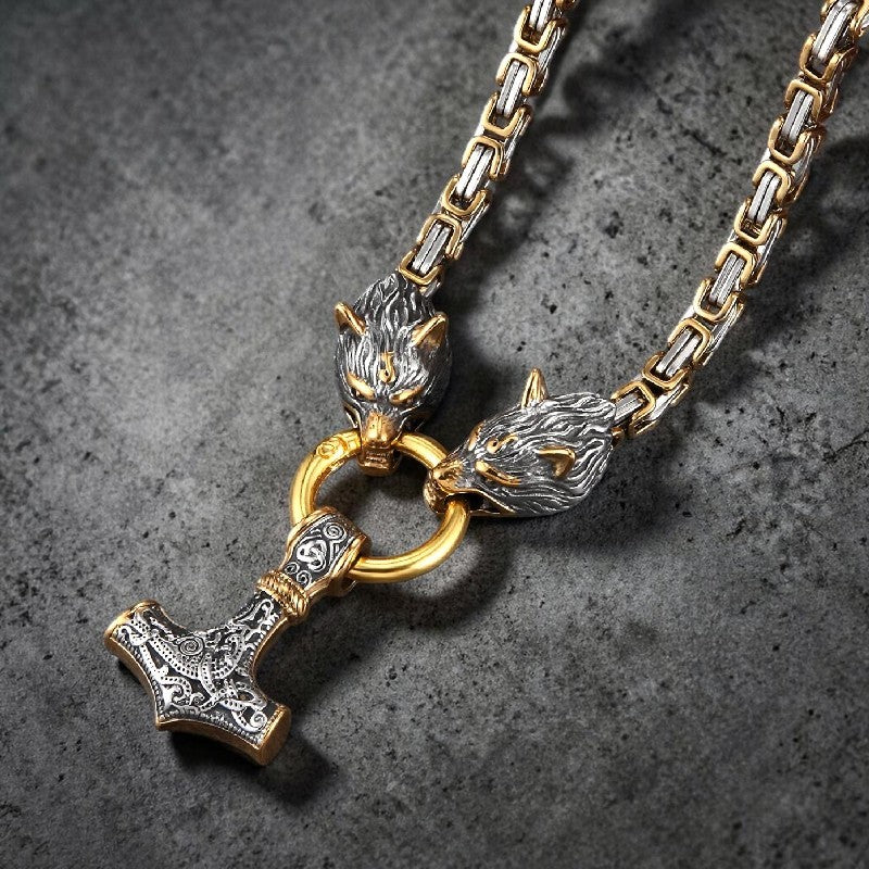 Collier "double têtes de loups"